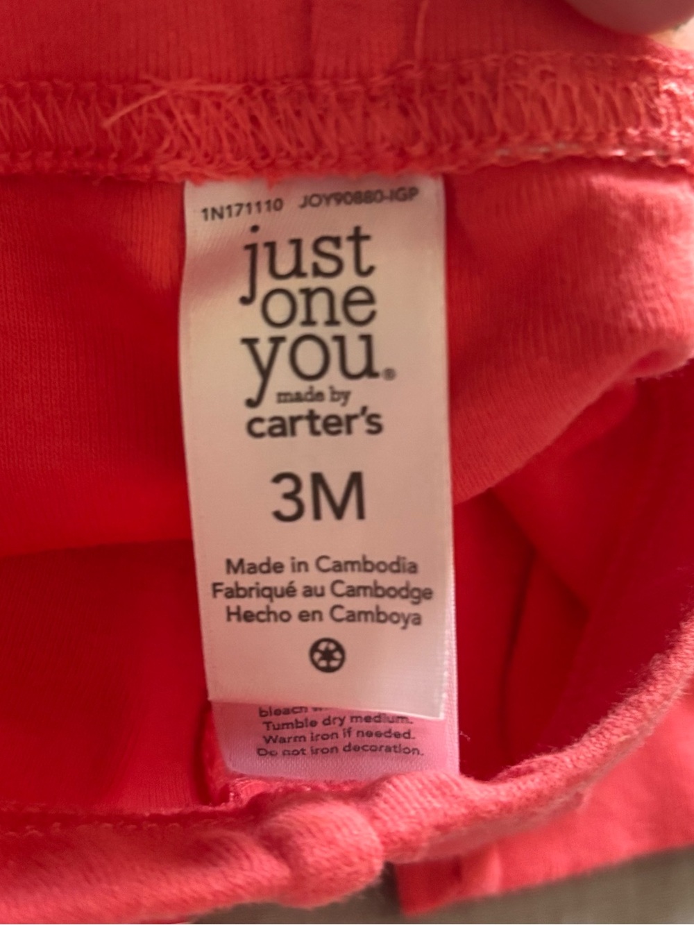 10/$15 Carter's Coral Lounge Joggers Size 3 M - Picture 3 of 3
